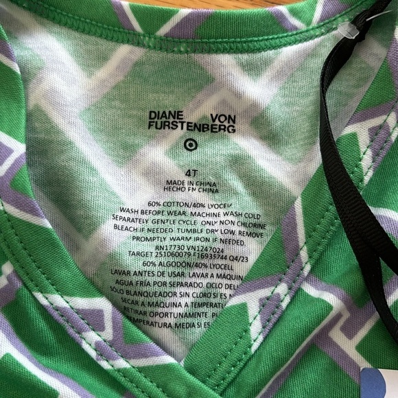 Kids' Short Sleeve Vintage Weave Green Faux Wrap Dress dvf for target new - Picture 7 of 7